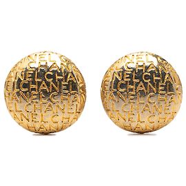 Chanel runde Clip-On-Ohrringe mit goldplattiertem Logo in Gold