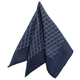 Carré de poche en soie imprimé bleu Hermès