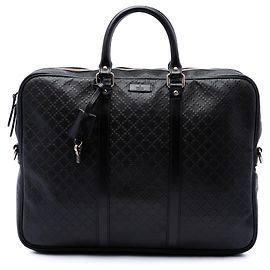Borsa business Gucci in pelle di vitello nera con dettagli Diamante