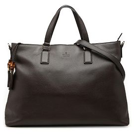 Borsa Satchel Gucci in pelle di vitello marrone con nappa in bambù
