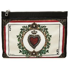 Clutch Dolce & Gabbana de nailon negro King of Hearts Playing Card