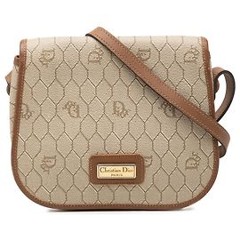 Autre Marque Bolso crossbody Dior de lona revestida beige con estampado de panal