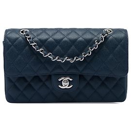 Chanel Blue Medium Classic Caviar Double Flap