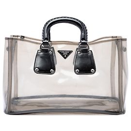 Prada Black Spazzolato Trimmed PVC Tote