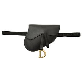 Autre Marque Bolsa de cintura Saddle Dior em couro preto