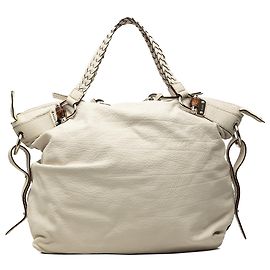 Sac cabas Gucci Bamboo Bar en cuir blanc Large