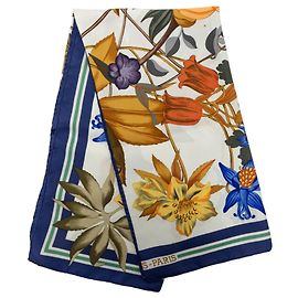 Hermès White Fleurs D Hellade Seidentuch 90