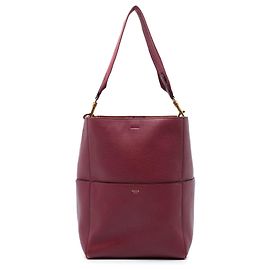 Céline Celine Red Medium Leather Seau Sangle Bucket Bag