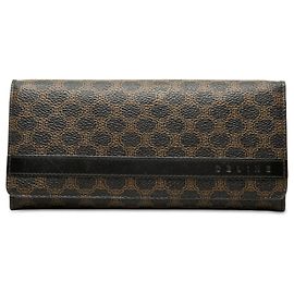 Céline Celine Black Macadam Coated Canvas Long Wallet