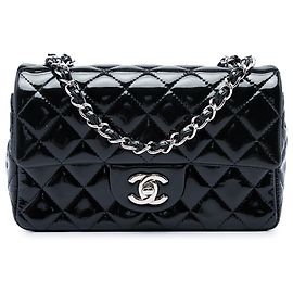 Chanel Black Mini Rectangular Classic Patent Single Flap