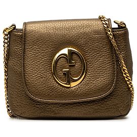 Gucci Gold Small Metallic Pebbled Calfskin 1973 Chain Crossbody