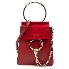 Bolso de muñeca Faye mini Chloé en piel de becerro y ante rojo
