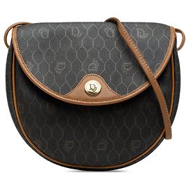 Autre Marque Bolso bandolera Dior de lona revestida con estampado de panal negro