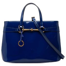 Bolso Satchel Gucci Blue Patent Bright Bit