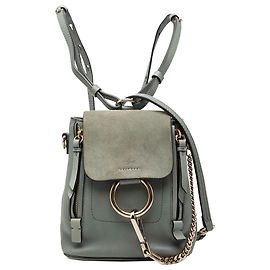 Mochila mini Faye de Chloé en piel de becerro y ante azul