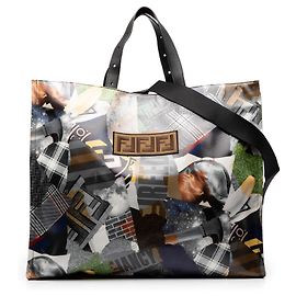 Borsa Tote Fendi Gray Hey Reilly Zucca FF 1974 in tela rivestita