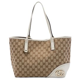 Saco Tote Gucci New Britt em tela GG bege