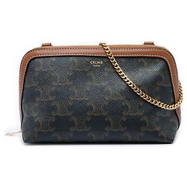 Céline Celine Triomphe Clutch mit Kette aus beschichtetem Canvas in Braun