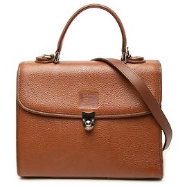 Bolsa Satchel Burberry em couro de bezerro marrom