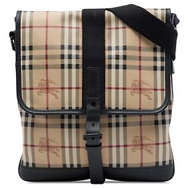 Sac crossbody Burberry Beige Haymarket Check en toile enduite
