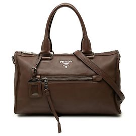Bolsa de mão Prada em couro castanho