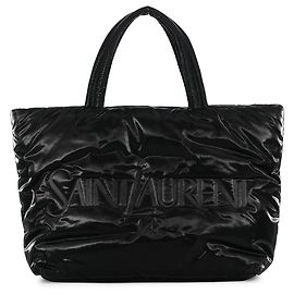 Yves Saint Laurent Puffer Tote Bag aus schwarzem Canvas