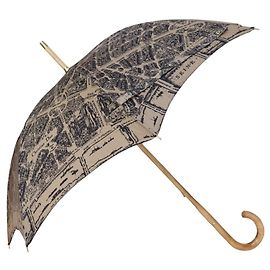 CHRISTIAN DIOR PLAN DE PARIS STOCKSCHIRM BLAUE LEINWAND UND HOLZ