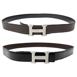 Hermès NUOVA CINTURA HERMES FIBBIA H REVERSIBILE 32 PELLE MARRONE NERO T95 BELT