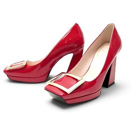 NUOVE SCARPE ROGER VIVIER DECOLLETÉ VIV SQUARE PLATFORME 36 PELLE ROSSA