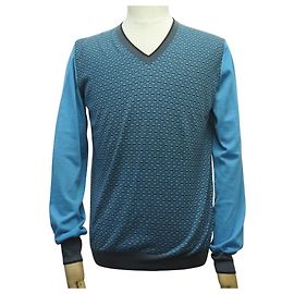 Hermès NOVO PULOVER HERMES GOLA V MORS TRANÇADA CACHEMIRE AZUL L 52