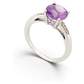 ANILLO MAUBOUSSIN MON BEBE D'AMOUR 52 AMETISTA ORO BLANCO 18K 3.7GR DIAMANTES