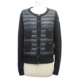 MONCLER QUILTED JACKET MAGLIONE KNIT CARDIGAN VEST BLACK 42 L JACKET
