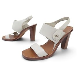 LORO PIANA MULES CON TACCO 39 IT 40 FR SANDALI IN PELLE MARRONE SHOES