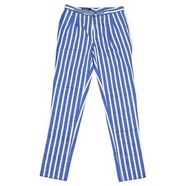 PANTALONES LORO PIANA NUEVOS A RAYAS DE LINO ALGODÓN SEDA 44 IT M 38 FR