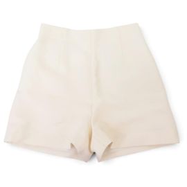 NEW CHRISTIAN DIOR DB VERGA 341P03A1166 S 36 SHORTS IN ECRU WOOL AND SILK