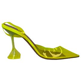 Décolleté slingback Holli Glass Amina Muaddi in PVC Neon Yellow