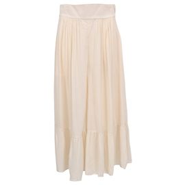 Chloé Wide-Leg Etagenhose aus cremefarbener Viskose
