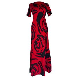 Vestido maxi de satén estampado Walker de Diane von Furstenberg en rayón rojo
