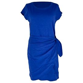 Vestido Curto com Efeito Envelope Lauren Ralph Lauren em Algodão Azul