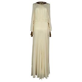  Temperley London Tie-Waist Long Sleeve Maxi Dress in Ivory Silk