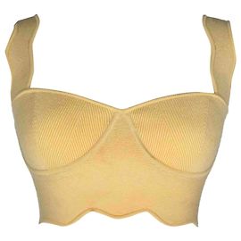 Autre Marque Top corto Delia Scalloped de Galvan London en viscosa amarilla