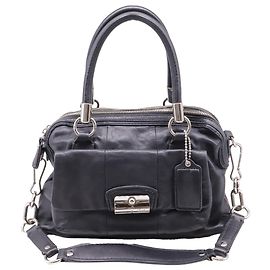 Sac Satchel Coach Kristen à double fermeture éclair en cuir noir