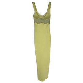 Autre Marque Galvan Uma transparentes Bleistiftkleid aus Viskose in Pastellgelb