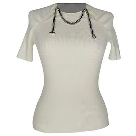 Alexander Wang Stricktop mit Kettenverzierung aus weißer Viskose