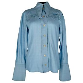 Camisa de botones Gucci en seda azul