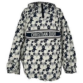 Autre Marque  Dior Star Motif Hooded Anorak Jacket in Navy Blue Polyester
