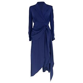  Diane Von Furstenberg Stella Wrap-Effect Midi Dress in Navy Blue Silk