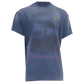 Balenciaga Paris Moon T-Shirt aus blauer Baumwolle