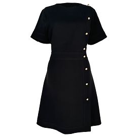 Mini vestido Gucci em lã preta com ornamentos de pérolas falsas