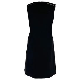 Abito corto a trapezio senza maniche Gucci in lana nera